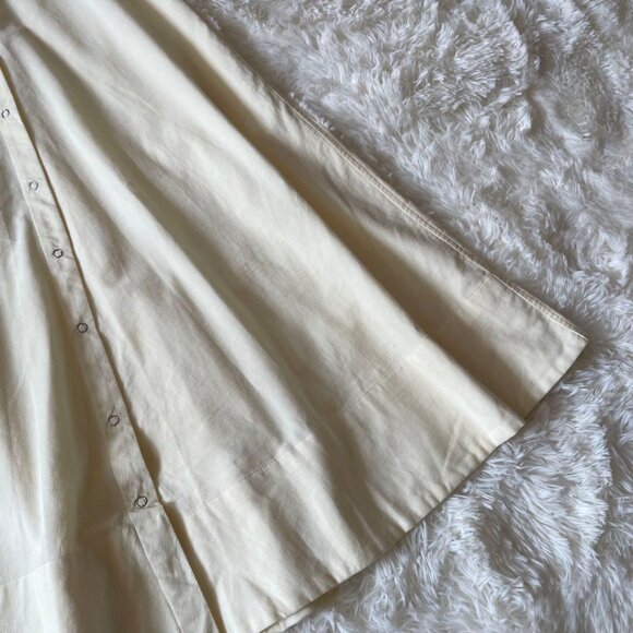 Mino Front Snap Flare Corduroy Long Skirt M Cream - Picture 2 of 6
